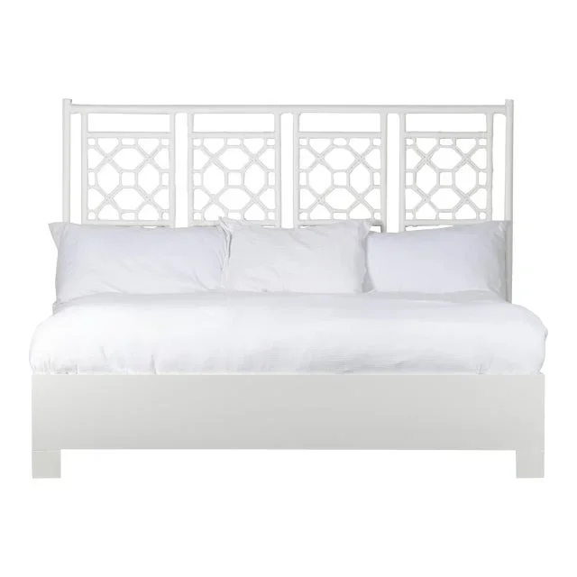 Lattice Back Bed King – White
