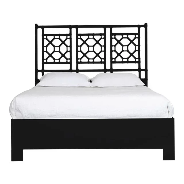 Lattice Back Bed Queen – Black