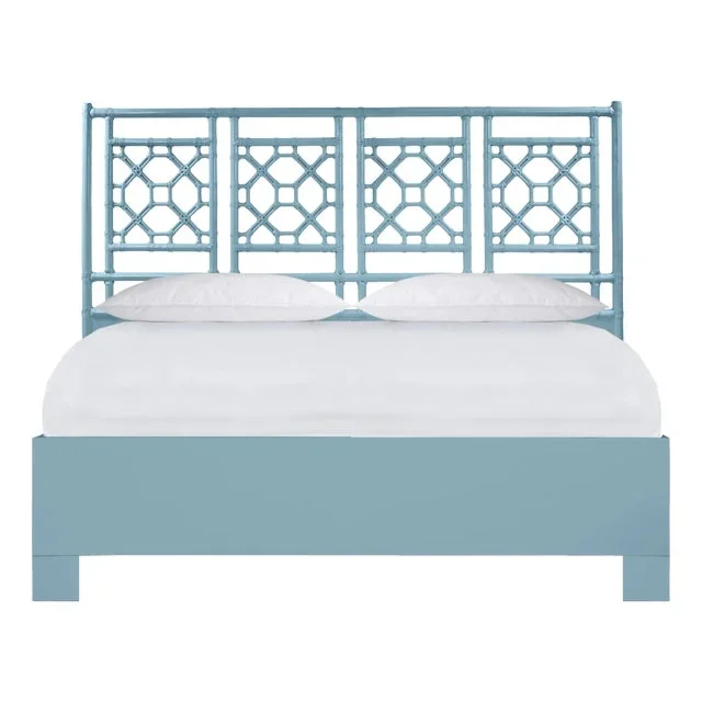 Lattice Back Standard Bed King, Pool Blue