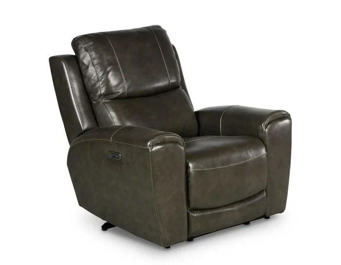 Laurel Gray Top-Grain Leather Dual-Power Recliner