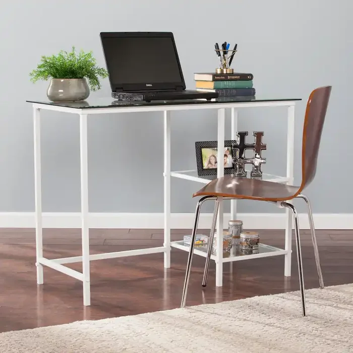 Layton Metal/glass Student Desk – White