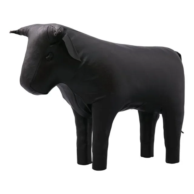 Leather Bull Stool attributed to Dimitri Omersa for Valenti, 1965