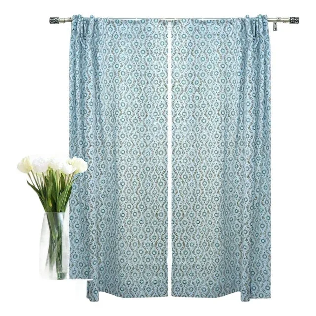 Lehriya Floral Handcrafted Viscose Coloured Linen Curtain for Windows Size-54″x89″