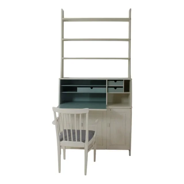 Library Secretary with Vardags Armchair by Carl Malmsten, Sweden, 1960s, Set of 2