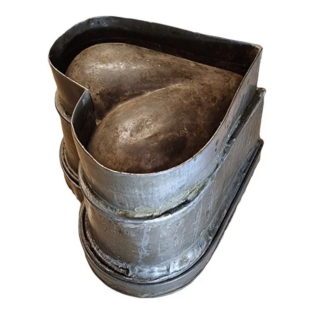 Lidded Antique Pewter Heart Form Mold