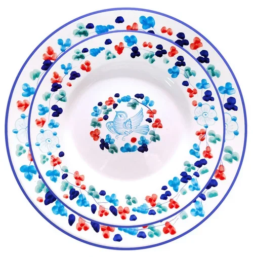 Light blue “Arabesco” Dinner and Soup Plate