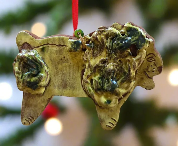 Lion Redware Ornament