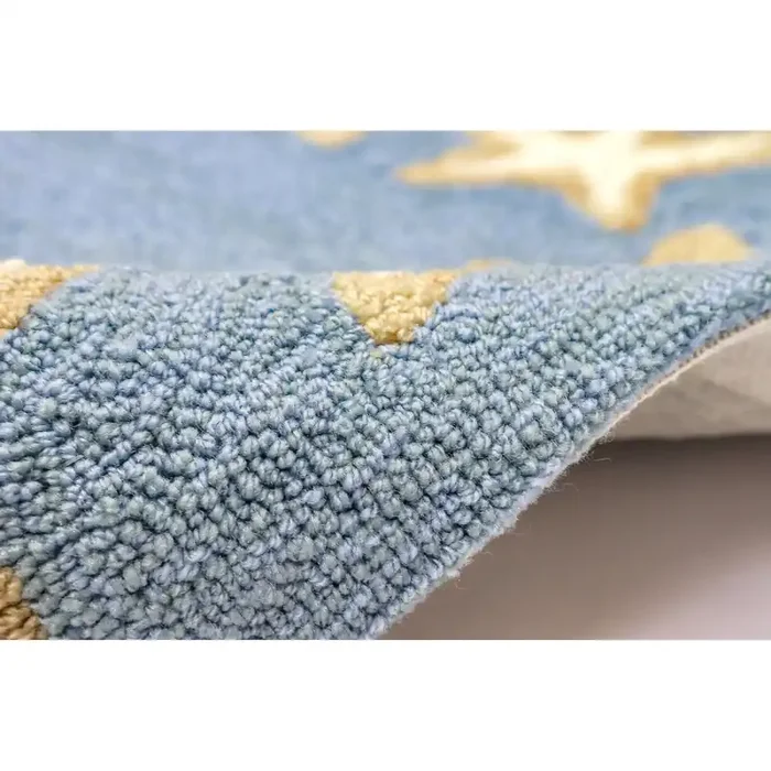 Liora Manne Capri 1710/03 Starfish Border Bluewa Hand Tufted Area Rugs