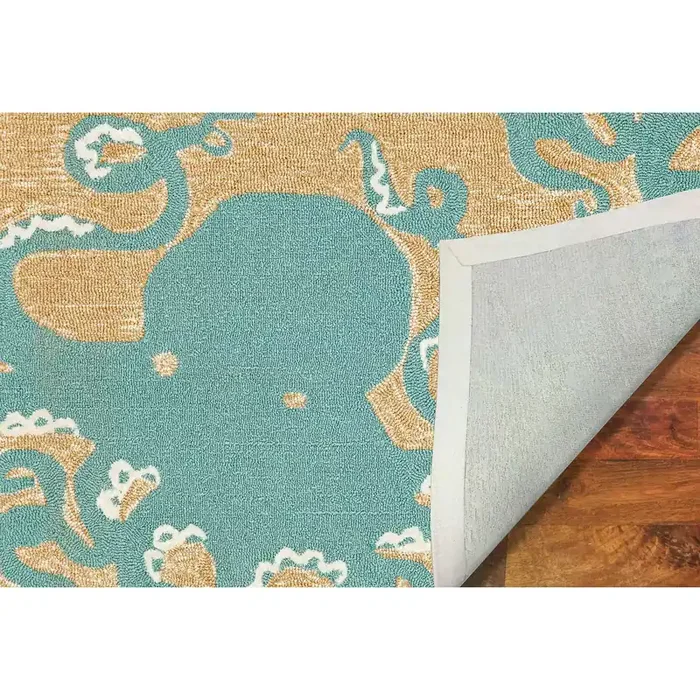 Liora Manne Frontporch 1432/04 Octopus Aqua Hand Tufted Area Rugs