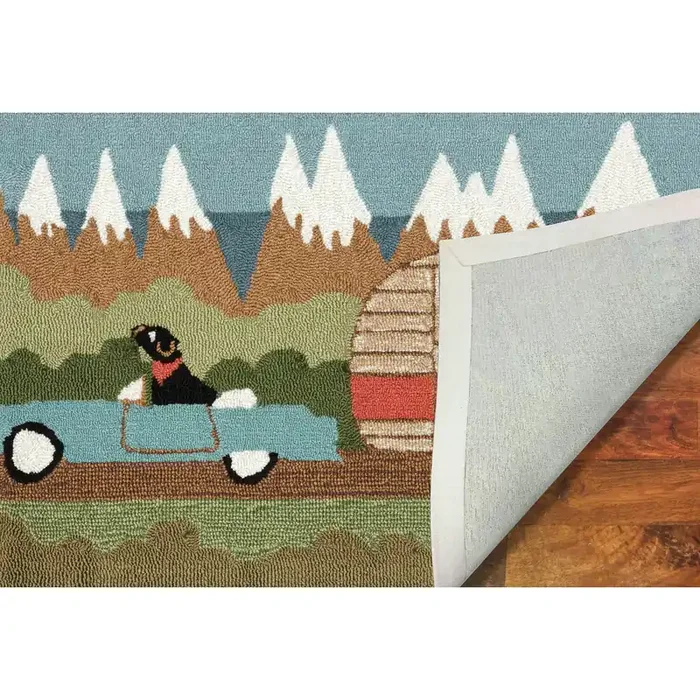 Liora Manne Frontporch 1469/06 Camping Dog Green Hand Tufted Area Rugs