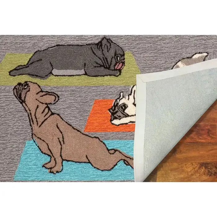 Liora Manne Frontporch 1488/47 Yoga Dogs Heather Hand Tufted Area Rugs