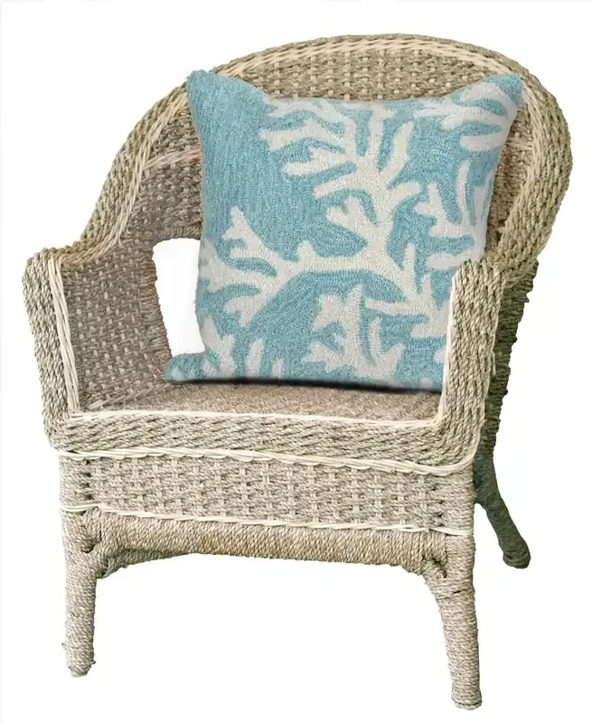 Liora Manne Frontporch 1620/04 Coral Aqua Hand Tufted Square 18″