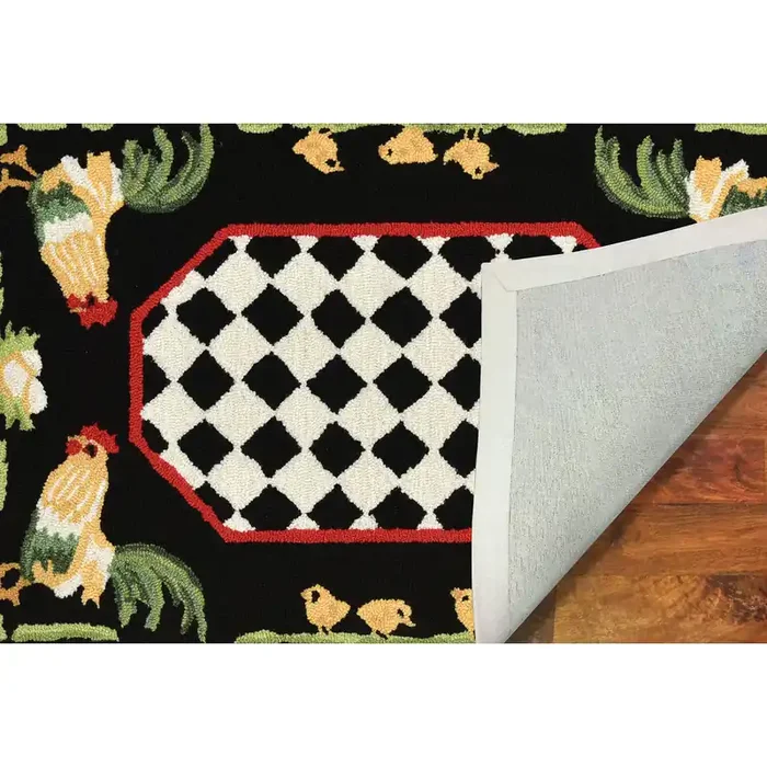Liora Manne Frontporch 2408/48 Rooster Black Hand Tufted Area Rugs