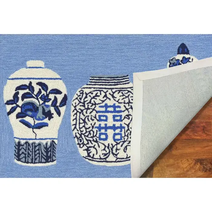 Liora Manne Frontporch 2410/03 Ginger Jars Blue Hand Tufted Area Rugs