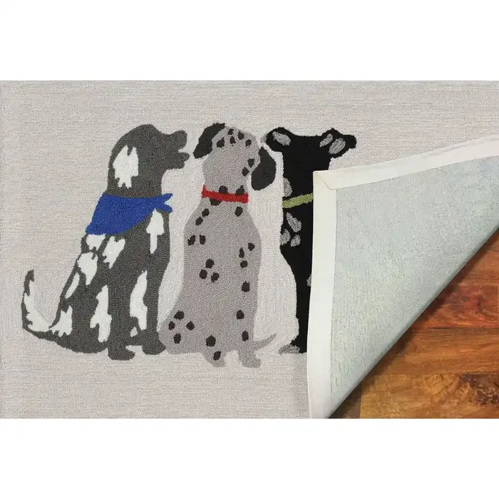 Liora Manne Frontporch 4267/44 Three Dogs Multi Hand Tufted Area Rugs