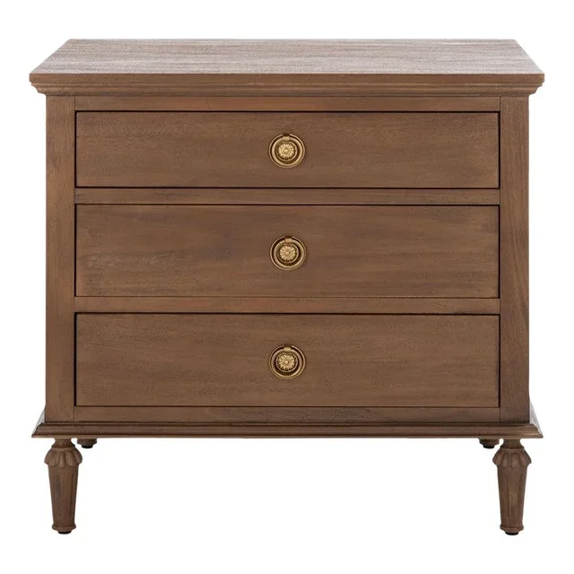 Lisabet 3 Drawer Wood Nightstand – Brown