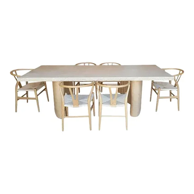 Live Edge Rectangular Travertine Dining Table