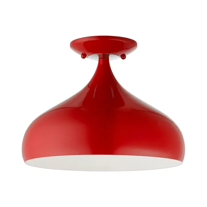 Livex Lighting 1 Light Shiny Red Semi-flush Mount – 41050-72