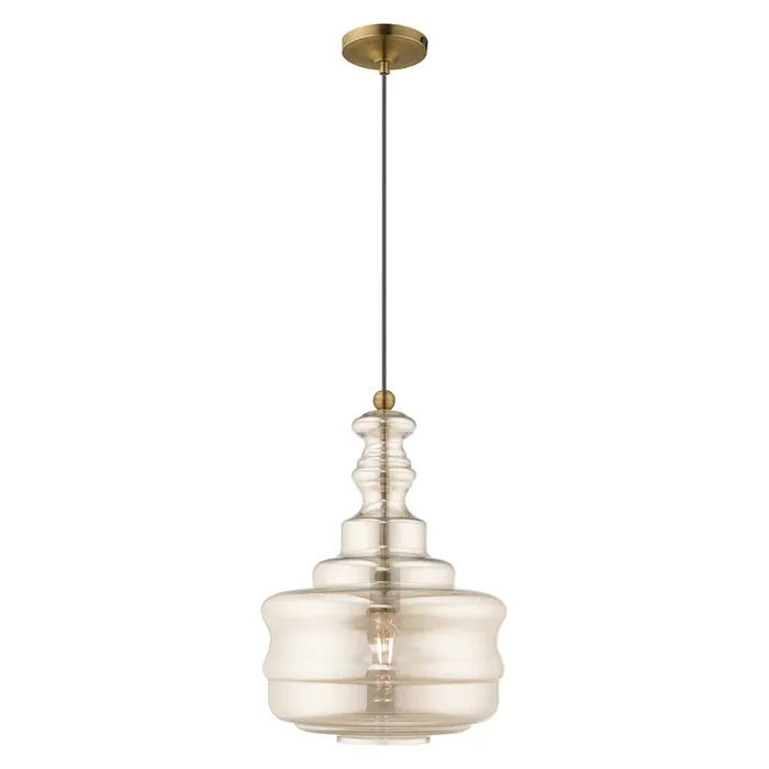 Livex Lighting 1 Lt Antique Brass Mini Pendant – 41225-01