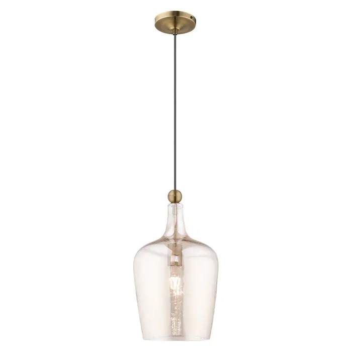Livex Lighting 1 Lt Antique Brass Mini Pendant – 41226-01