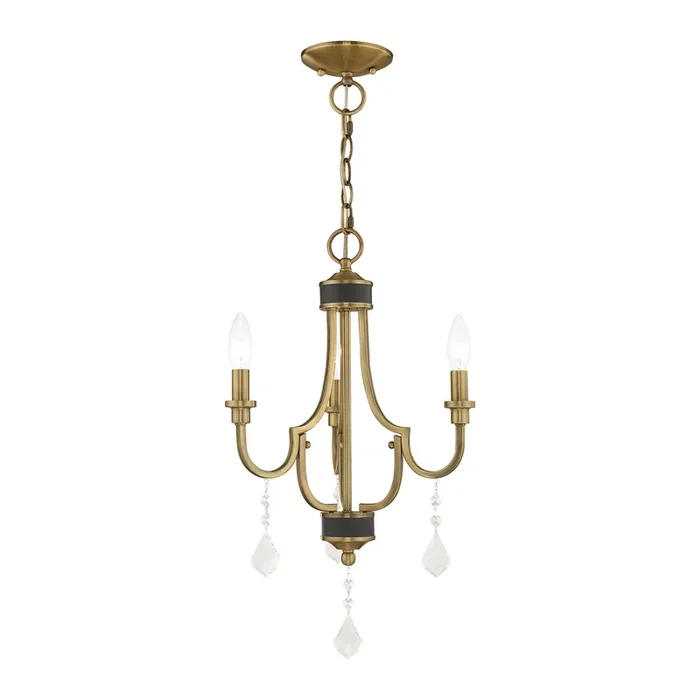 Livex Lighting 3 Lt Antique Brass Mini Chandelier – 41273-01