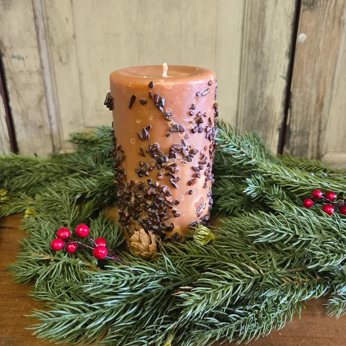 Log Cabin Pillar Candle 3″ x 6″