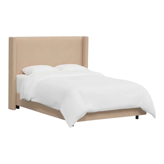 Logan California King Wingback Bed in Linen Fawn