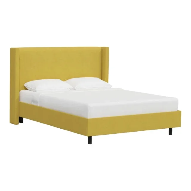 Logan King Platform Bed in Linen Ochre