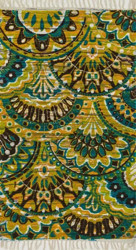 Loloi Aria Har17 Peacock / Yellow Hand Woven Area Rugs