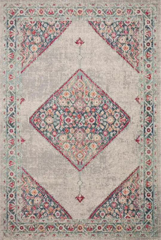 Loloi II Nour Nu-04 Stone / Multi Power Loomed Area Rugs