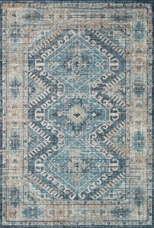 Loloi II Skye Sky-03 Denim / Natural Power Loomed Area Rugs