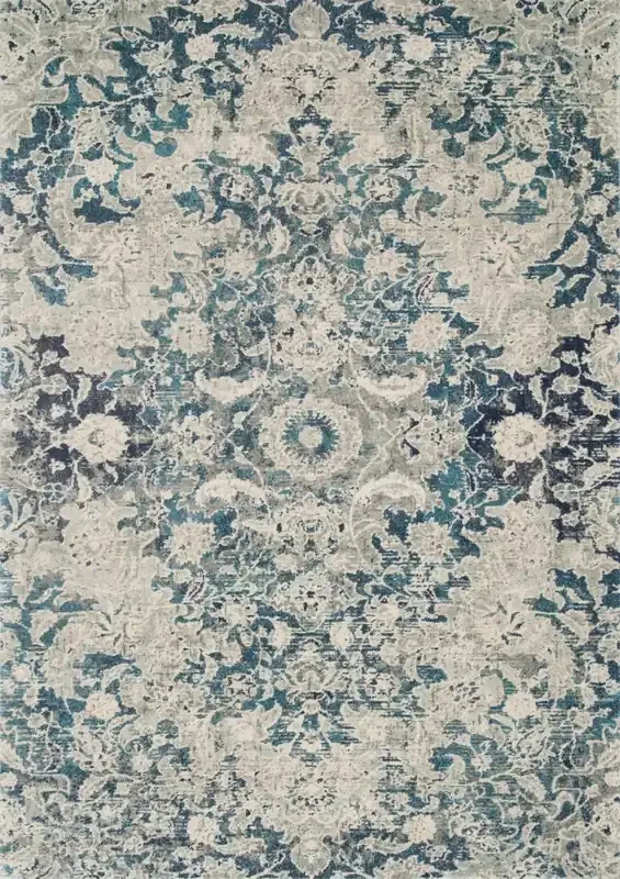 Loloi Zehla Zl-02 Ocean / Silver Power Loomed Area Rugs