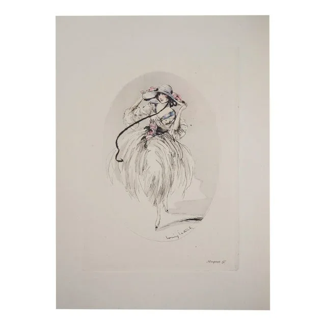 Louis Icart, Young Woman with Hat, Engraving