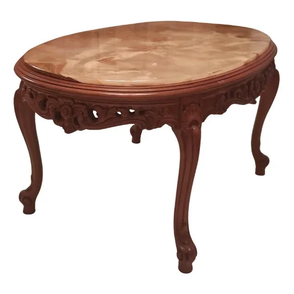 Louis Xv Tea Table with Top in Fine Marble, 1965