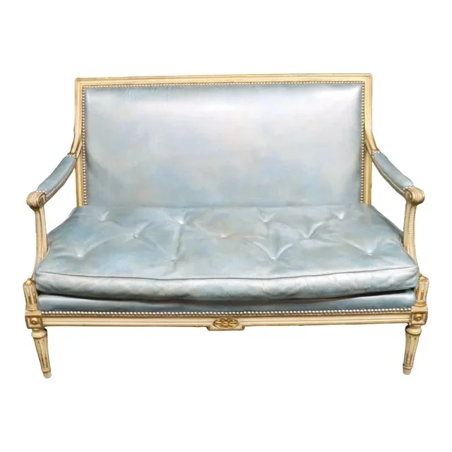Louis XVI Leatherette Tufted Settee