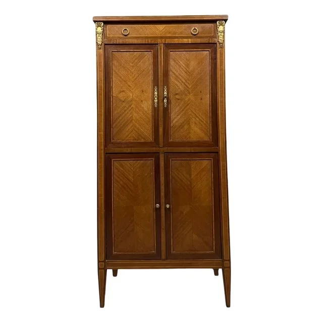 Louis XVI Wardrobe in Marquetry and Gilded Bronzes, 1880