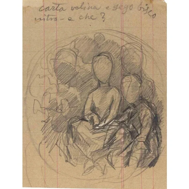 Luigi Galli, Figures, Pencil Drawing, Late 19th Century