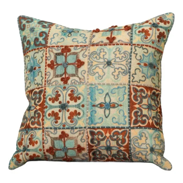 LushMosaic Embroidered Cushion Cover