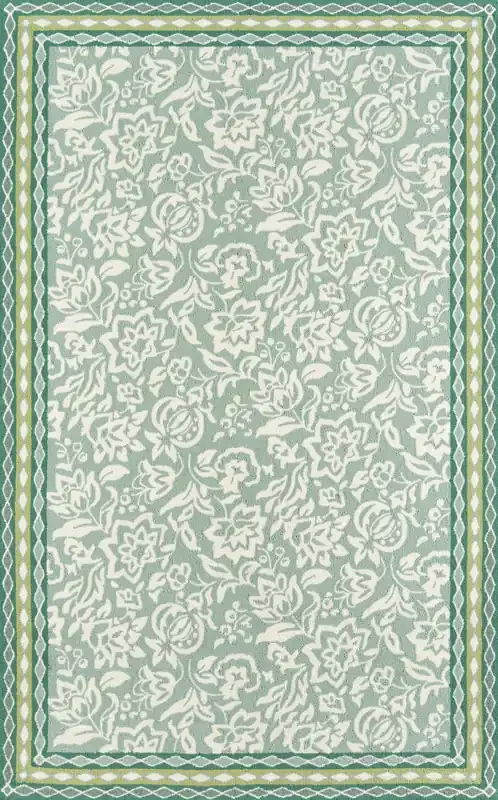 Madcap Cottage Under A Loggia UND-2 Green Hand Hooked Area Rugs