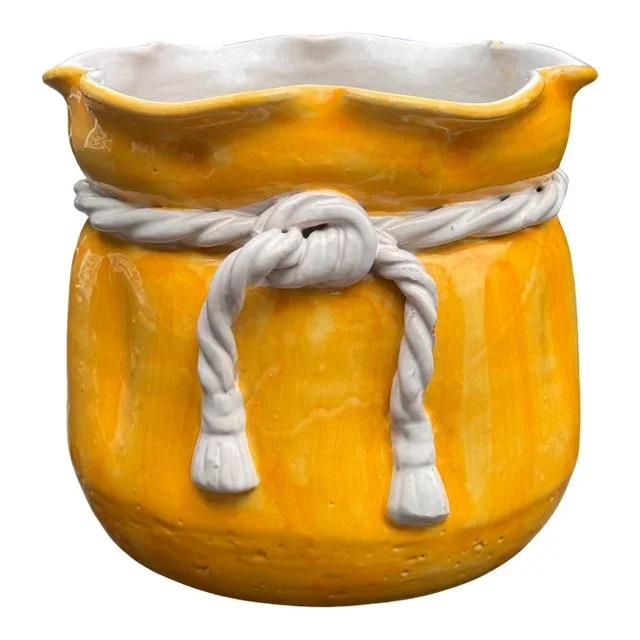 Made in Italy Trompe L’Oleil Yellow Cache Pot