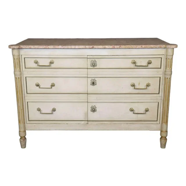 Maison Jansen Style Directoire Style Marble Top Two Door Cabinet Commode Buffet