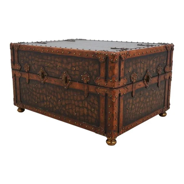 Maitland Smith Gator Pattern Leather Storage Trunk