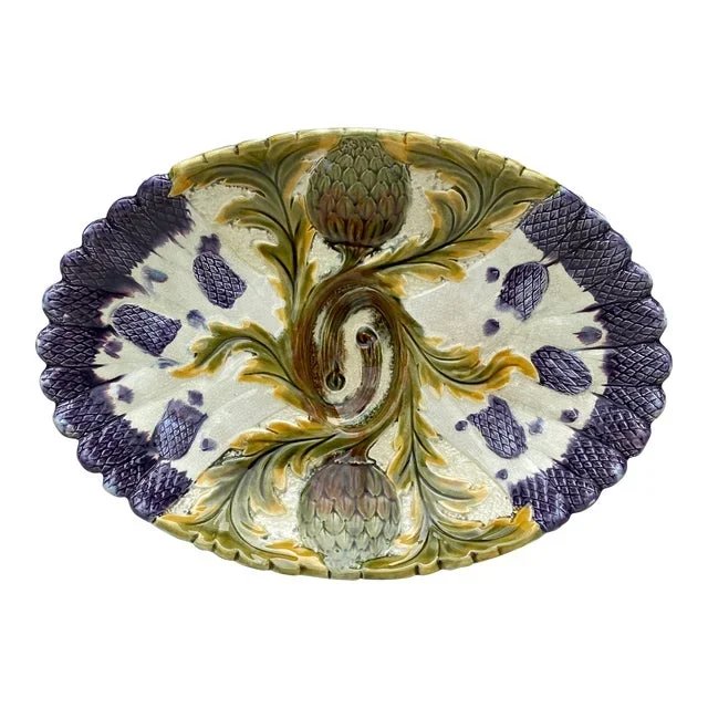 Majolica Asparagus Platter Orchies, Circa 1880