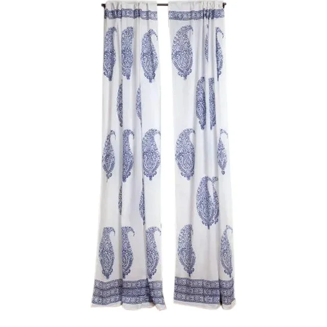 Malabar Large Paisley 45″ X 84″ Deep Blue Curtain