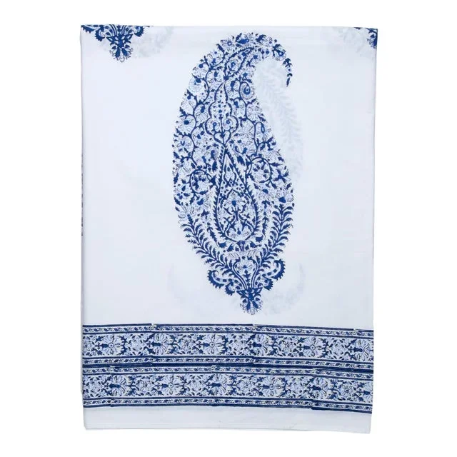 Malabar Large Paisley Fitted Sheet, King – Deep Blue