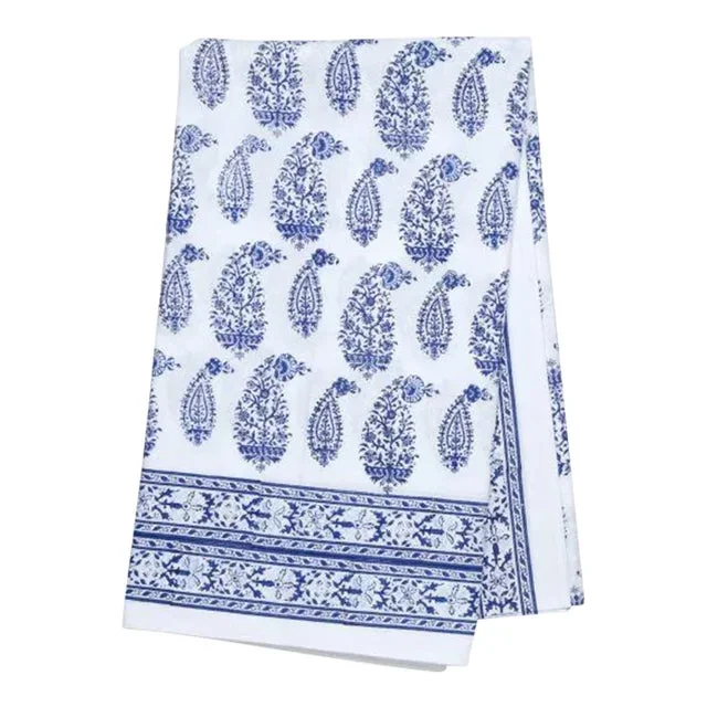 Malabar Multi-Paisley 12-Seat Deep Blue Tablecloth