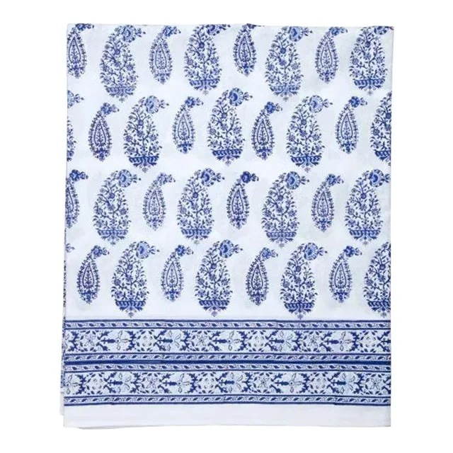 Malabar Multi-Paisley Full Deep Blue Flat Sheet