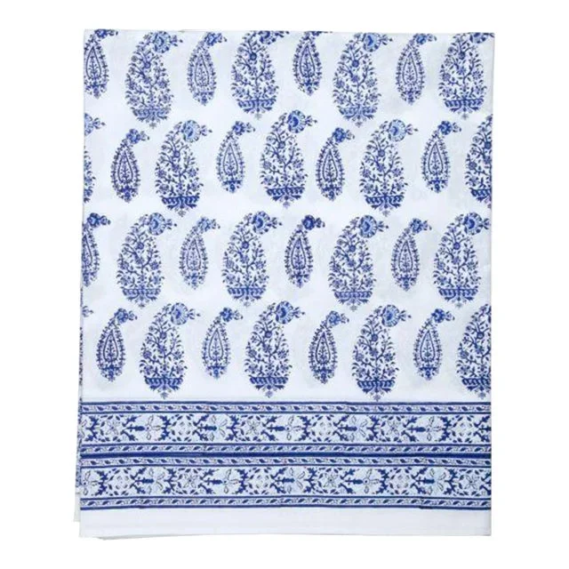 Malabar Multi-Paisley Queen Deep Blue Flat Sheet