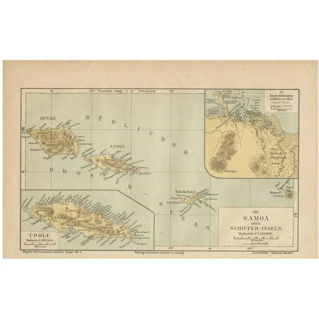 Map of Samoa, 1890s