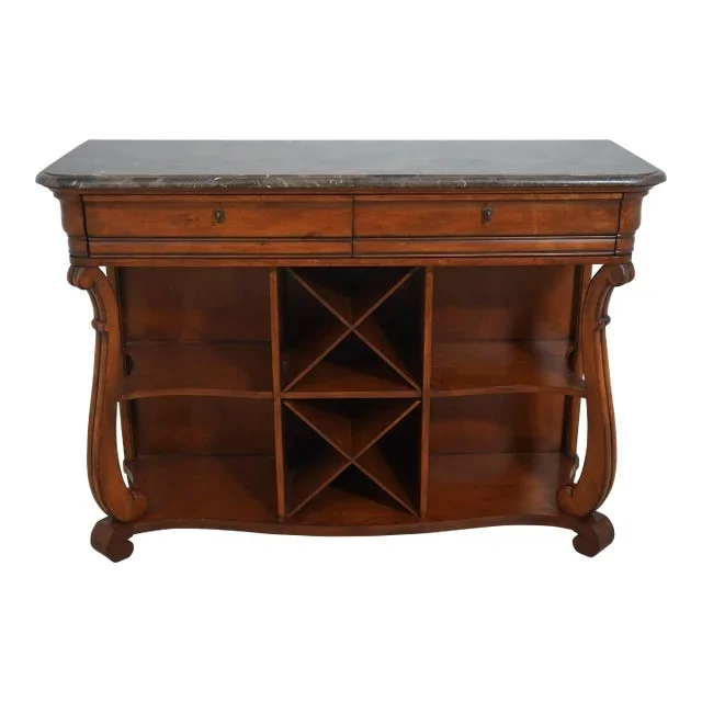 Marble Top Server W. Wine Rack Console